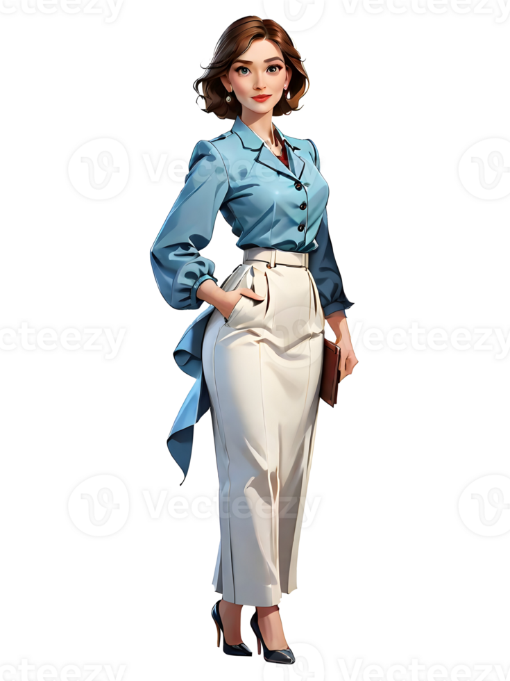 Illustration of female teacher isolated transparent background. ai generative png