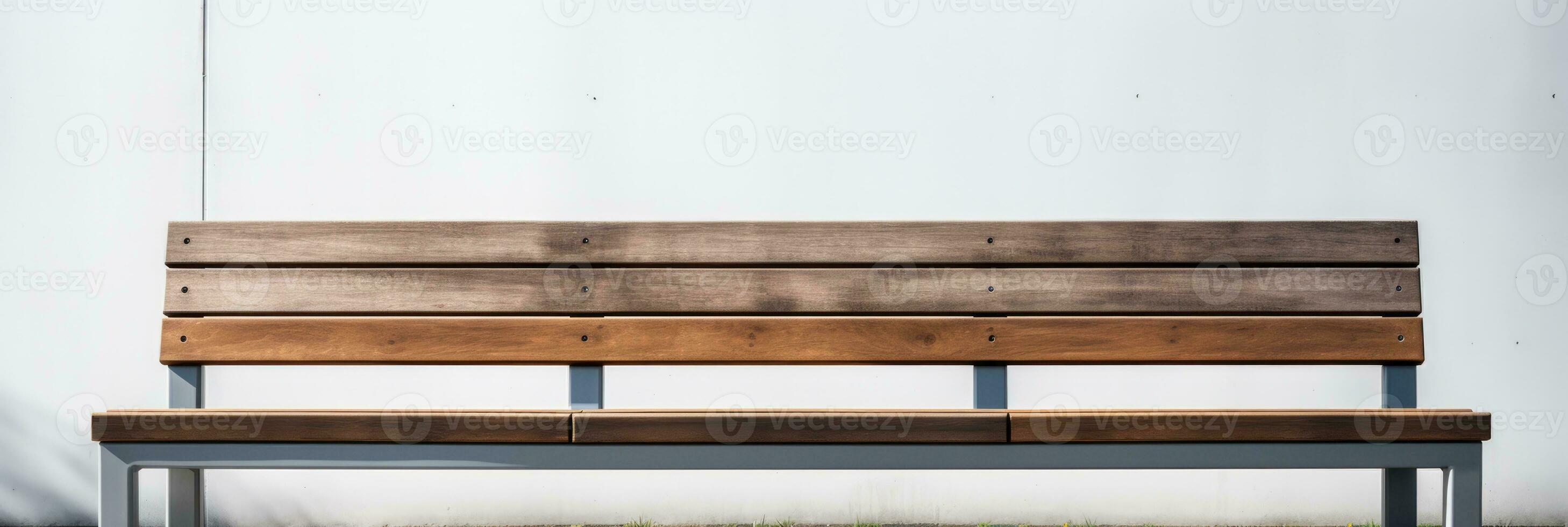 Sleek outdoor bench emphasizing minimalism isolated on a white background photo