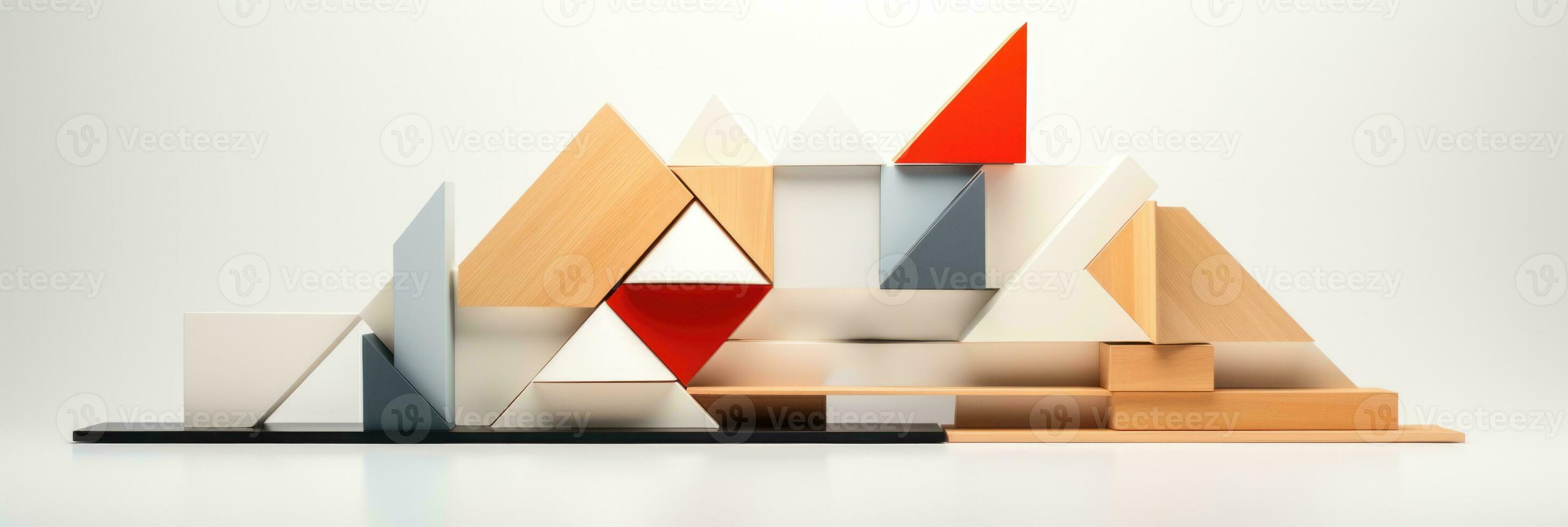 Geometric form architecture model abstract minimalist concept isolated on a white background photo
