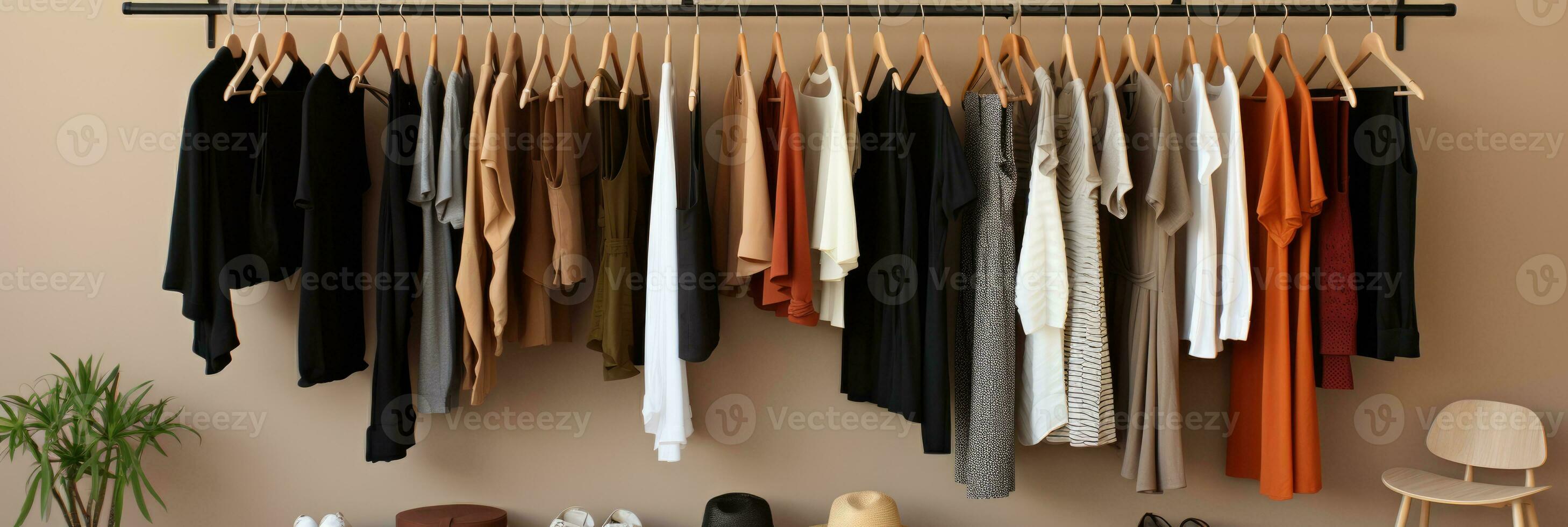 Simplified wardrobe essentials neatly arranged for a minimalist aesthetic photo