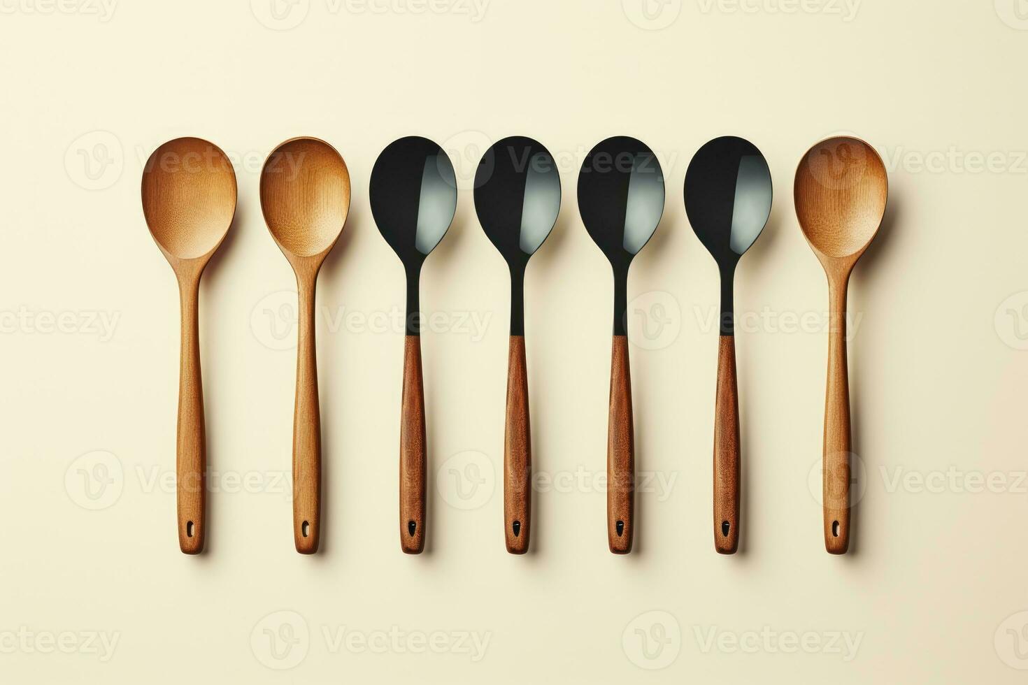A simplistic modern kitchen utensil set isolated on a gradient background photo