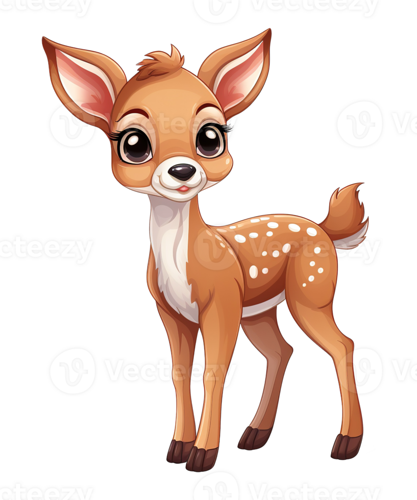 cute deer cartoon ai generative png