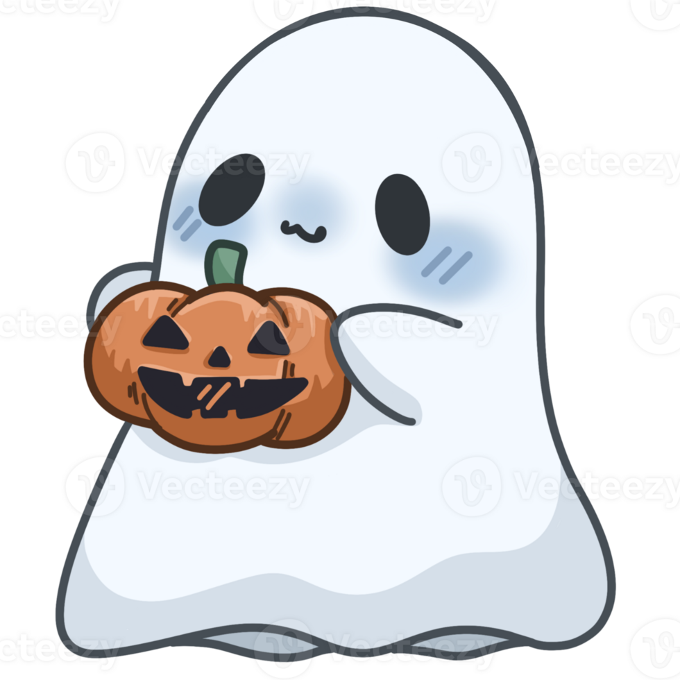 Cute Halloween Ghost Holding Pumpkin 34332384 PNG Cute Halloween Ghost Holding Pumpkin Png