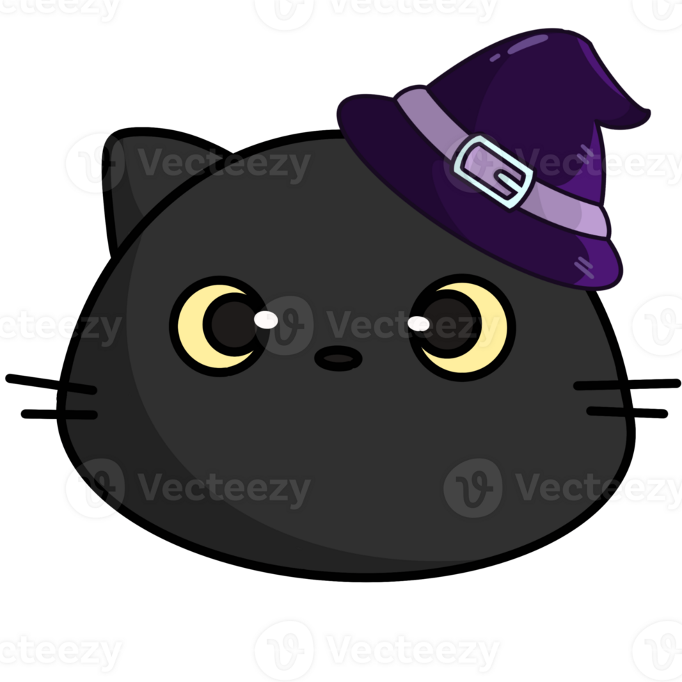 Cute head black cat png