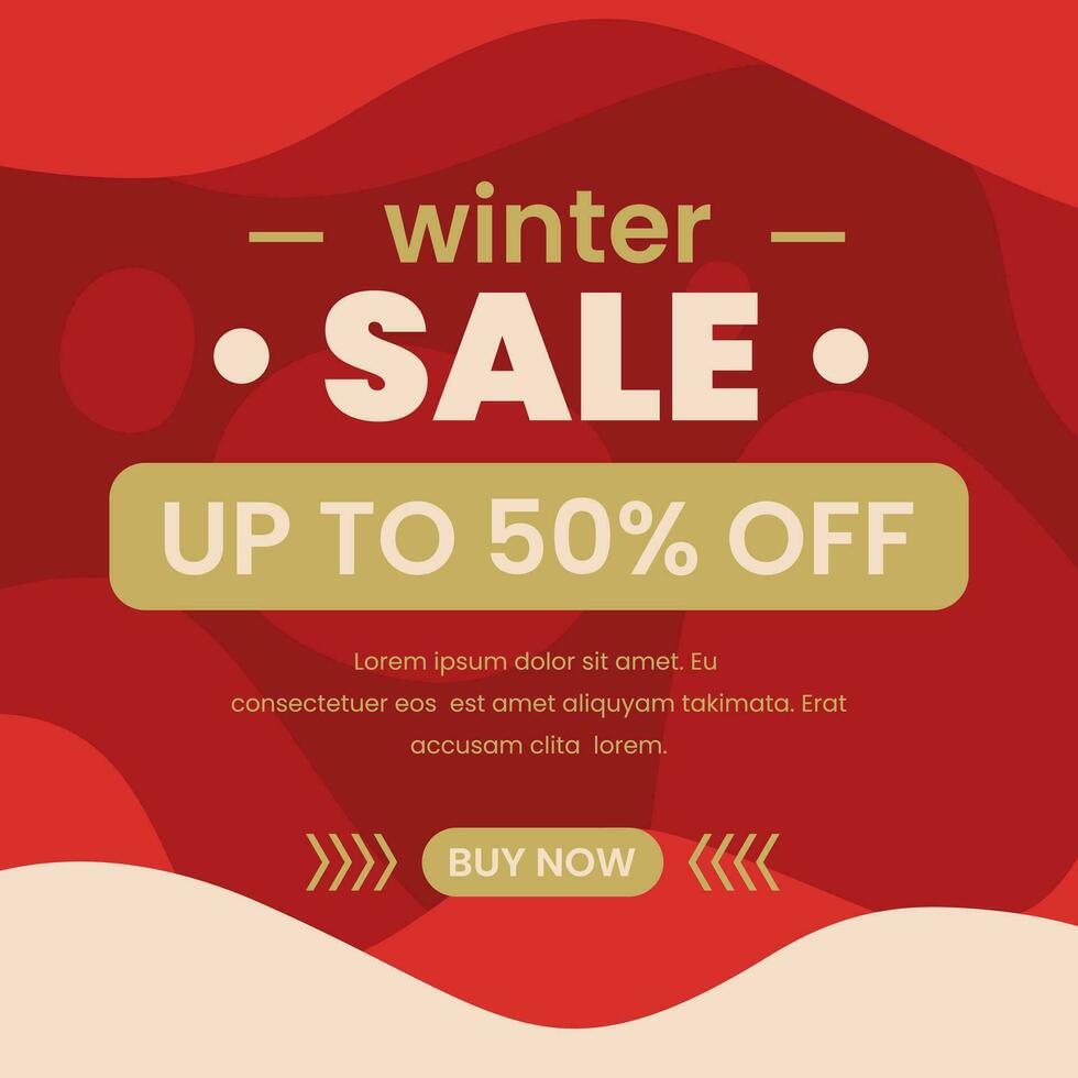 winter sale template design for social media post with abstract red background vector