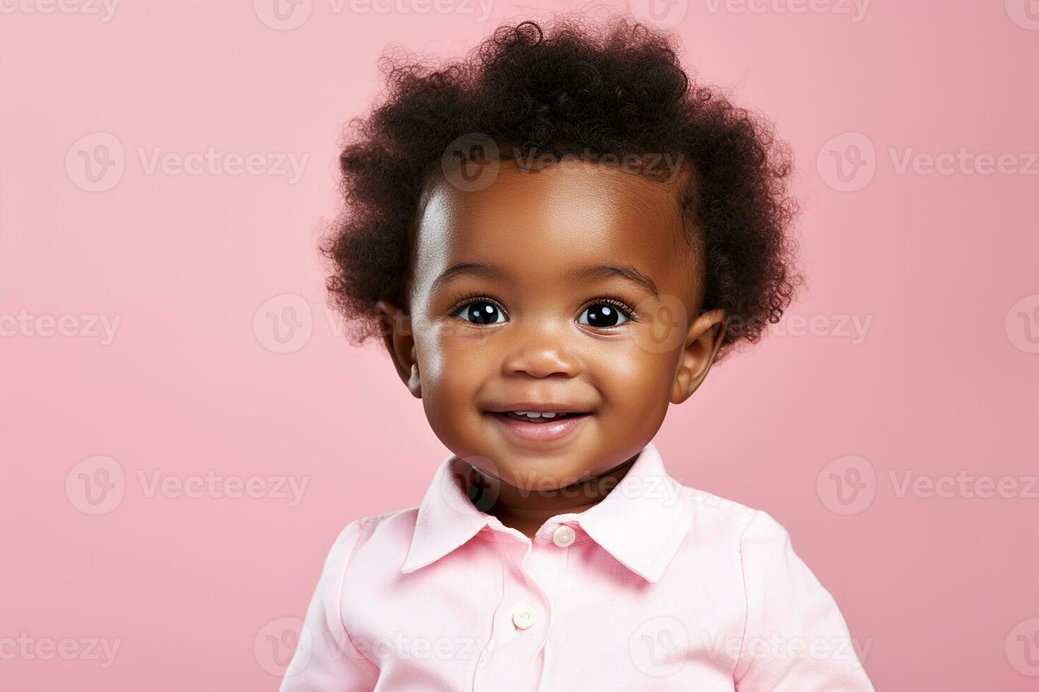 Ai generated studio portrait of cute little baby kid of different nationalities on different colors background photo