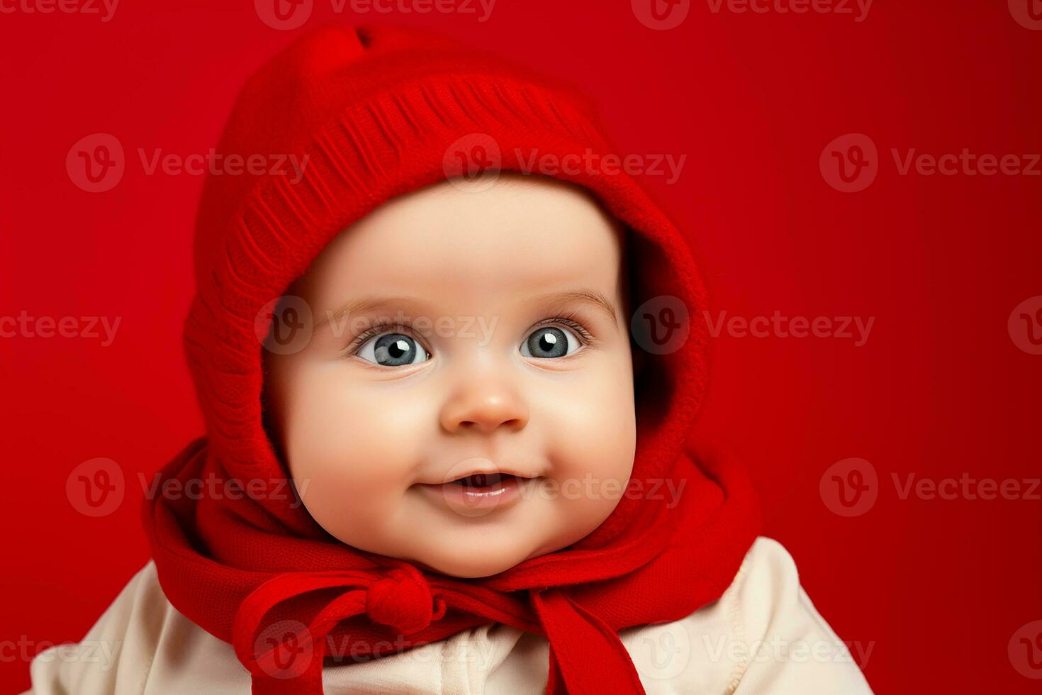 Ai generated studio portrait of cute little baby kid of different nationalities on different colors background photo