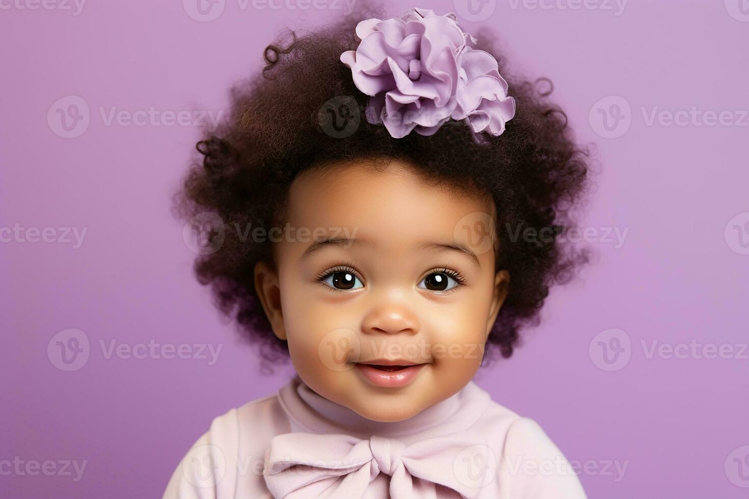 Ai generated studio portrait of cute little baby kid of different nationalities on different colors background photo