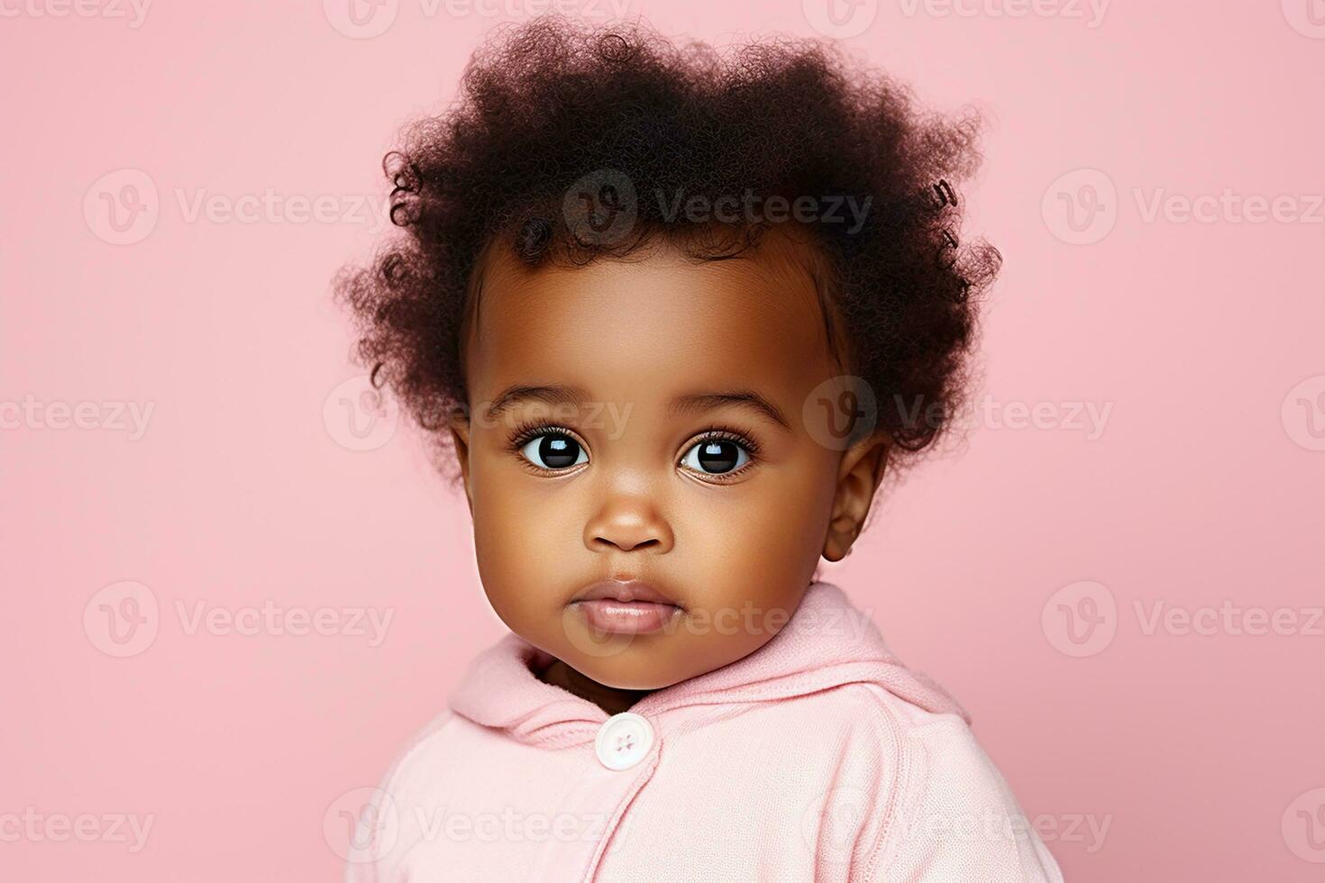 Ai generated studio portrait of cute little baby kid of different nationalities on different colors background photo