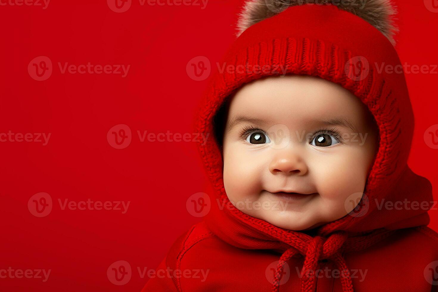 Ai generated studio portrait of cute little baby kid of different nationalities on different colors background photo
