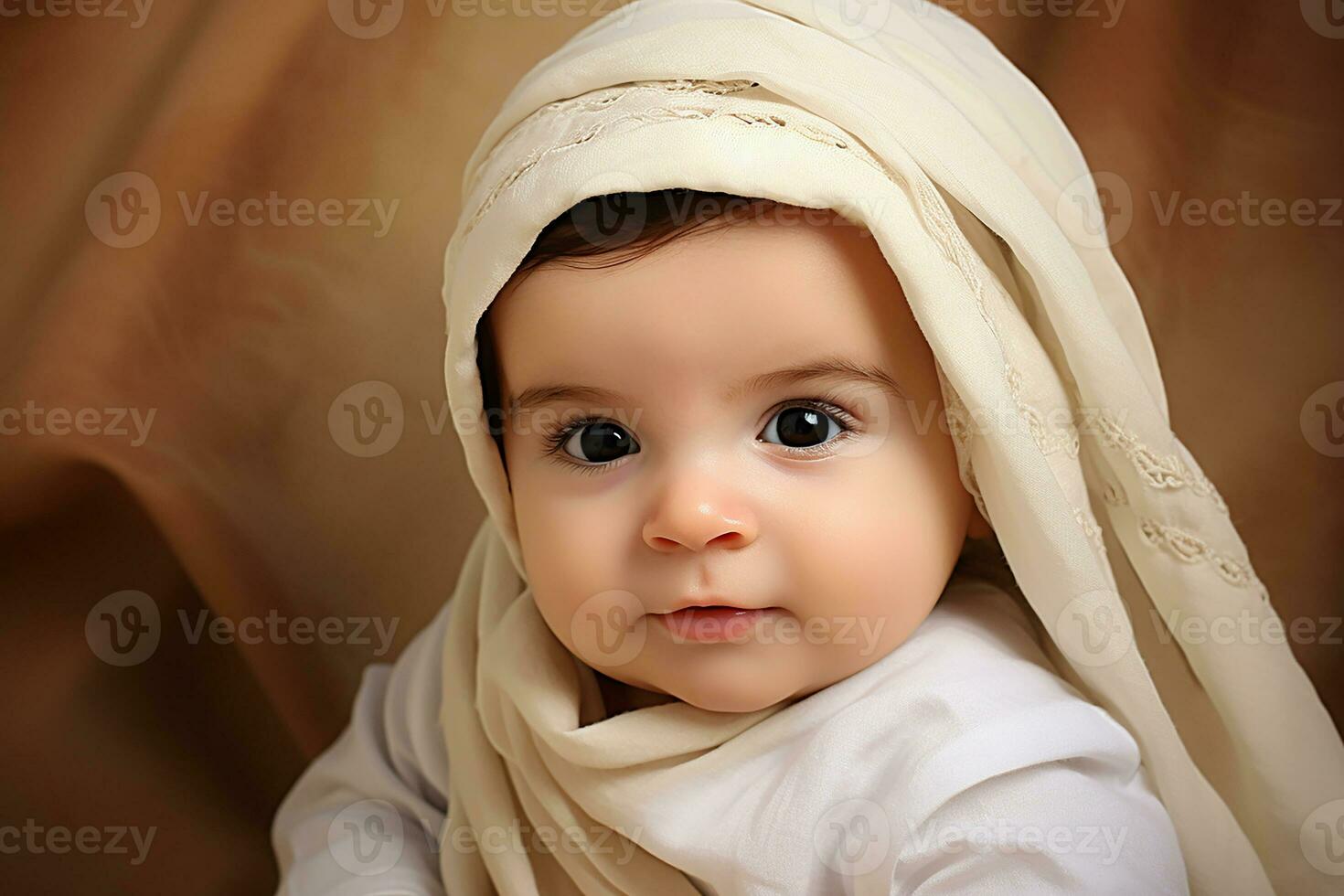 Ai generated studio portrait of cute little baby kid of different nationalities on different colors background photo