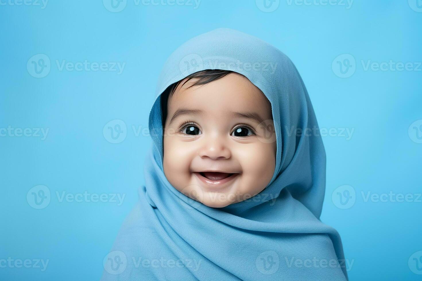 Ai generated studio portrait of cute little baby kid of different nationalities on different colors background photo