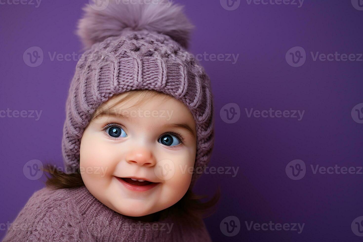 Ai generated studio portrait of cute little baby kid of different nationalities on different colors background photo