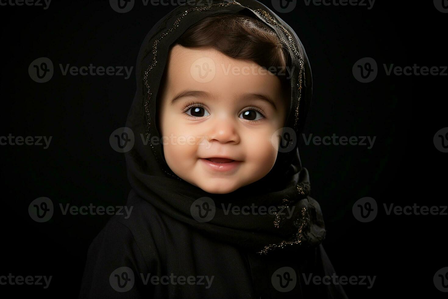 Ai generated studio portrait of cute little baby kid of different nationalities on different colors background photo
