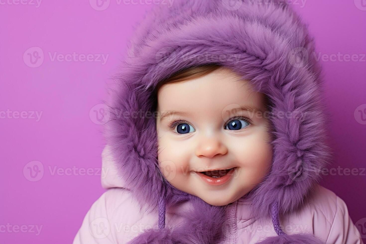 Ai generated studio portrait of cute little baby kid of different nationalities on different colors background photo