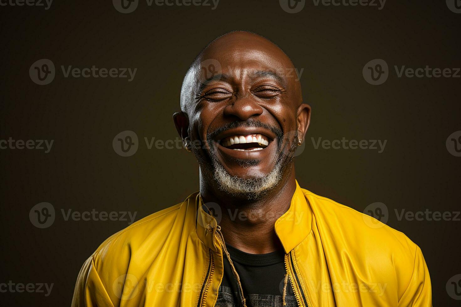 Ai generated studio portrait of handsome elderly old african man on different colours background photo