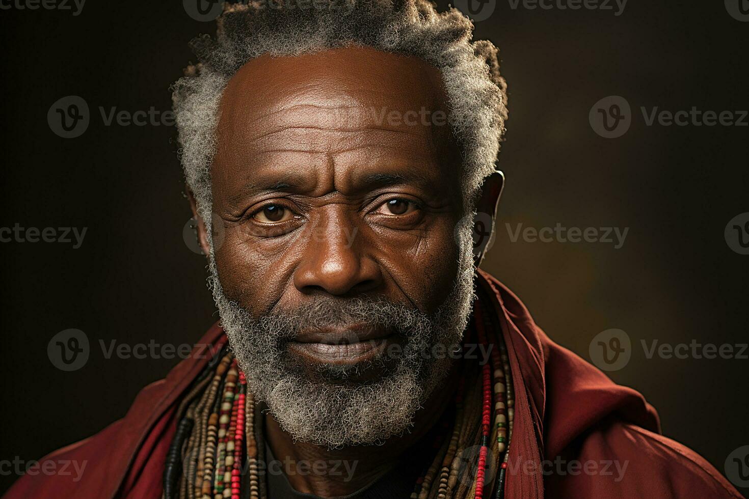 Ai generated studio portrait of handsome elderly old african man on different colours background photo