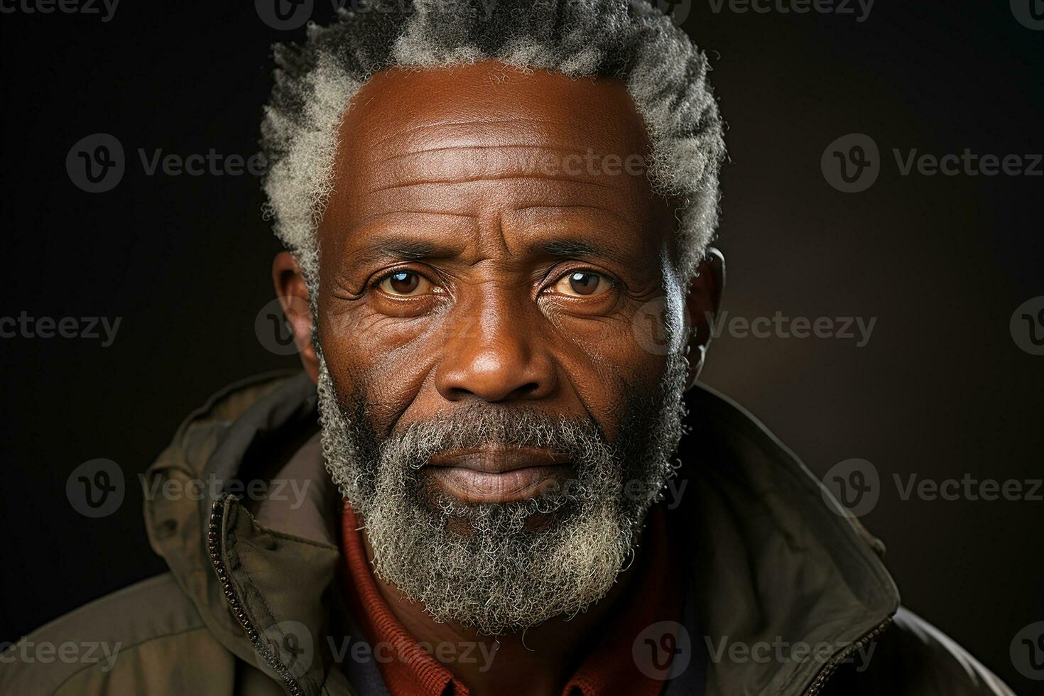 Ai generated studio portrait of handsome elderly old african man on different colours background photo