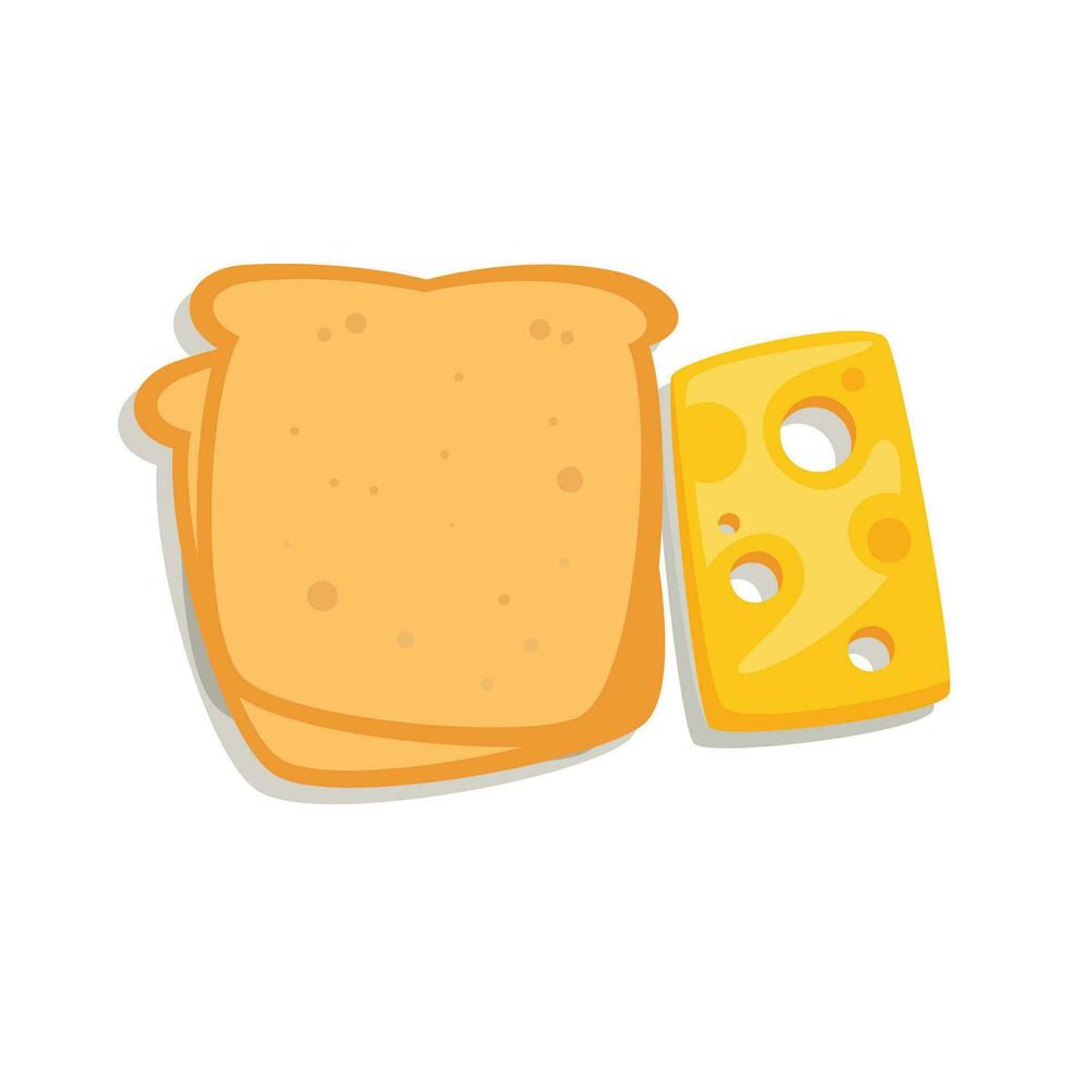 Vector cartoon toasts. fresh toasted whole grain and wheat bread slices with butter and jam for breakfast