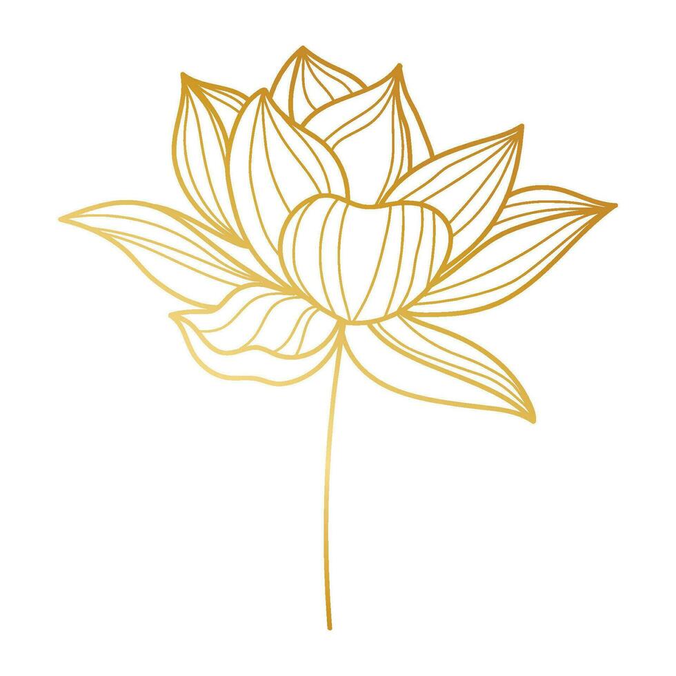 Vector gradient golden linear background with waterlily shapes