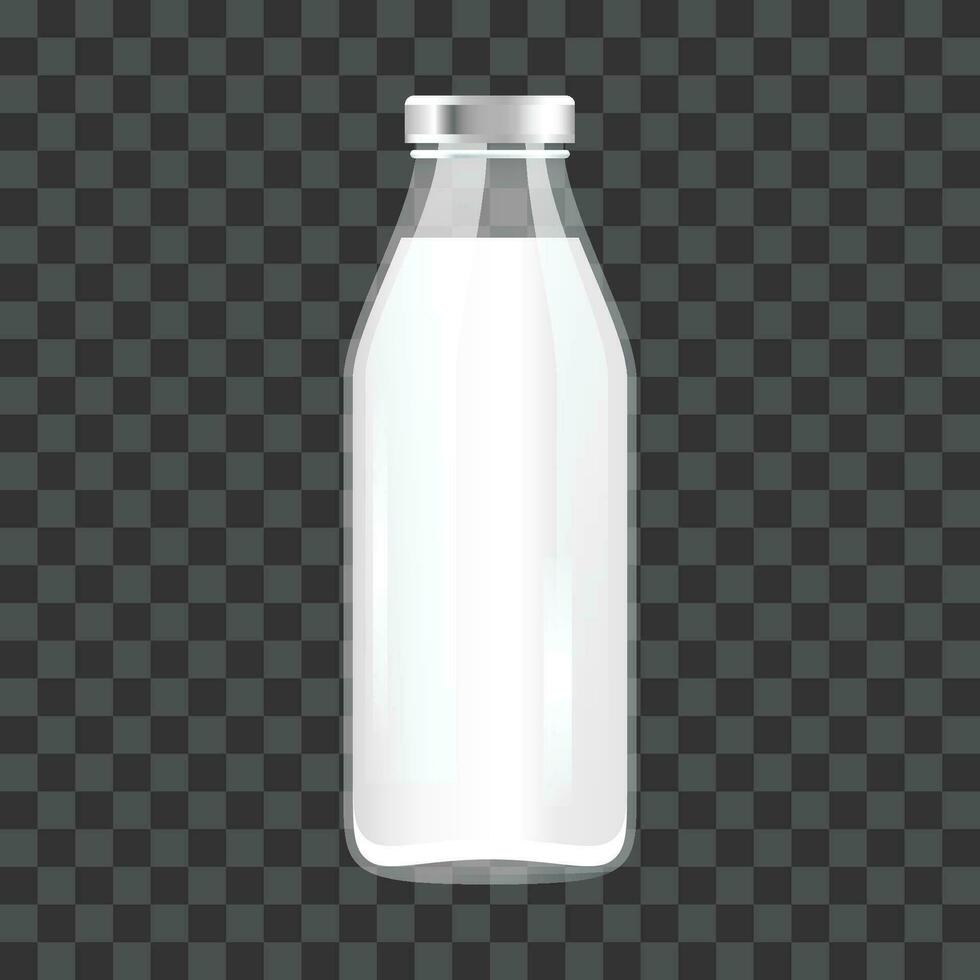 Vector icons glass bottles with a milk in a realistic style