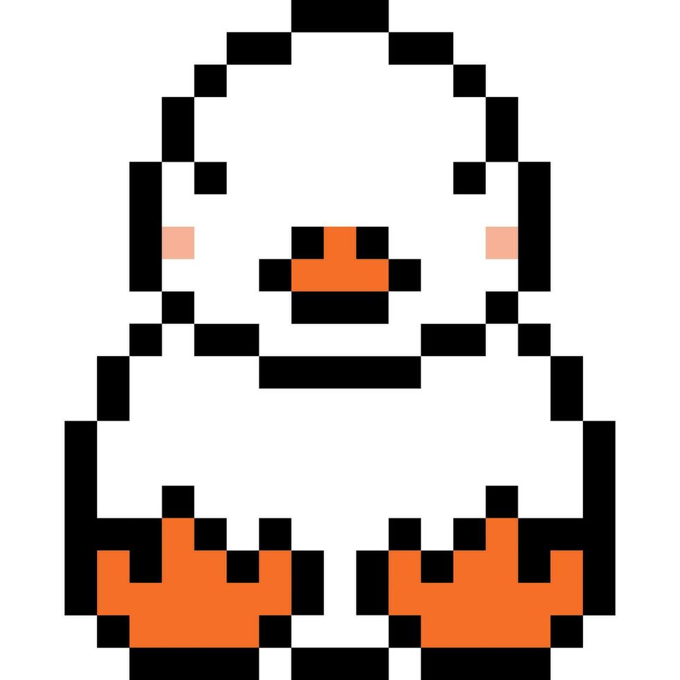 Duck cartoon icon in pixel style vector