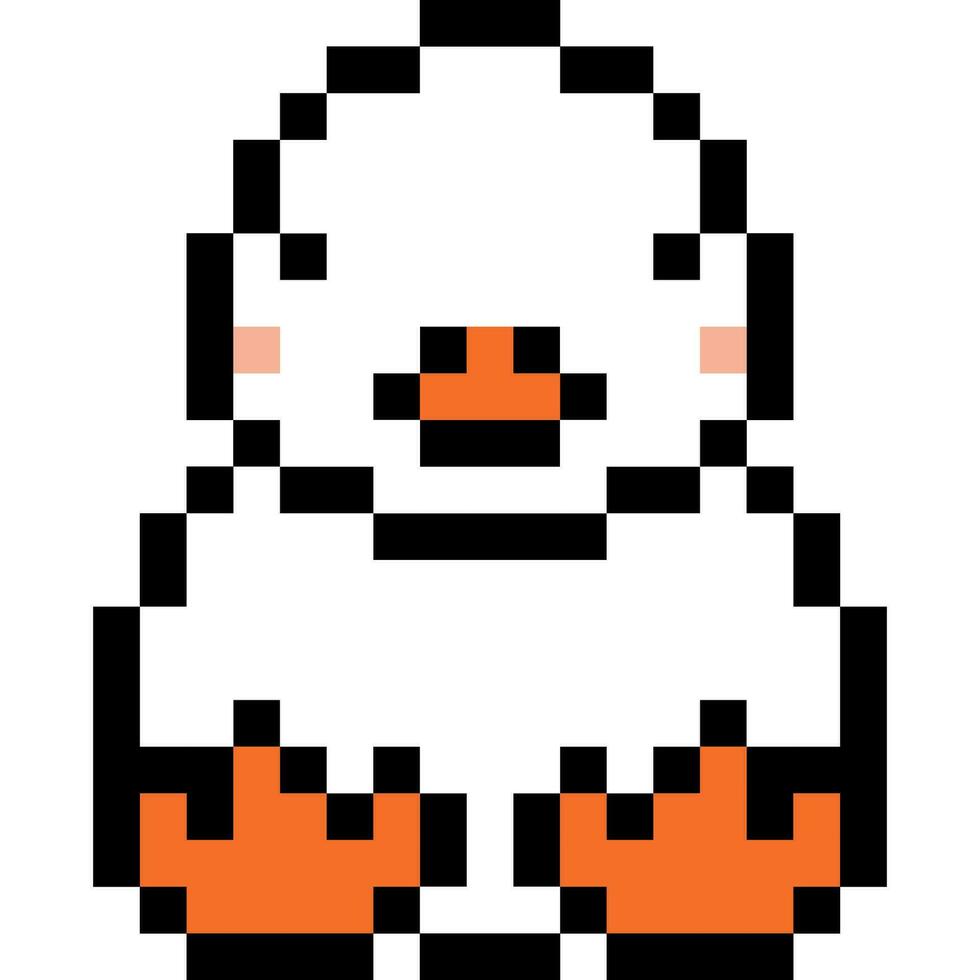 Duck cartoon icon in pixel style vector