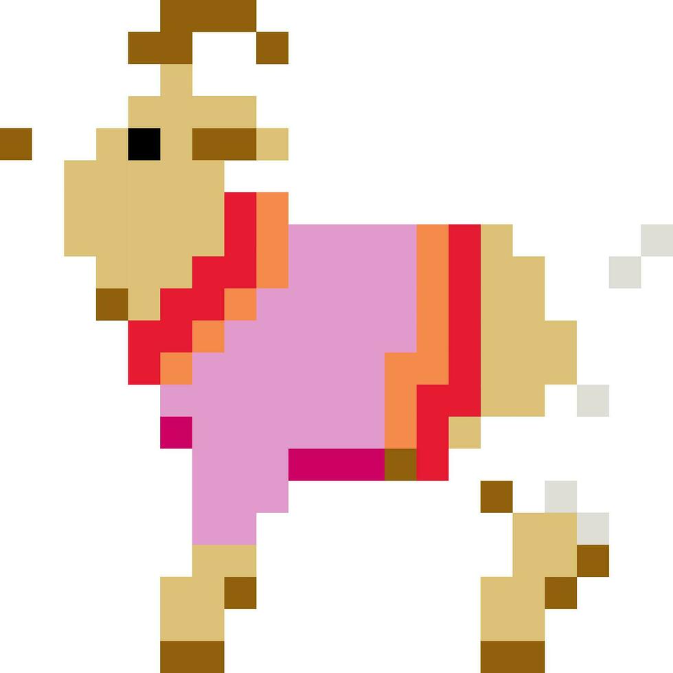 Goat cartoon icon in pixel style vector