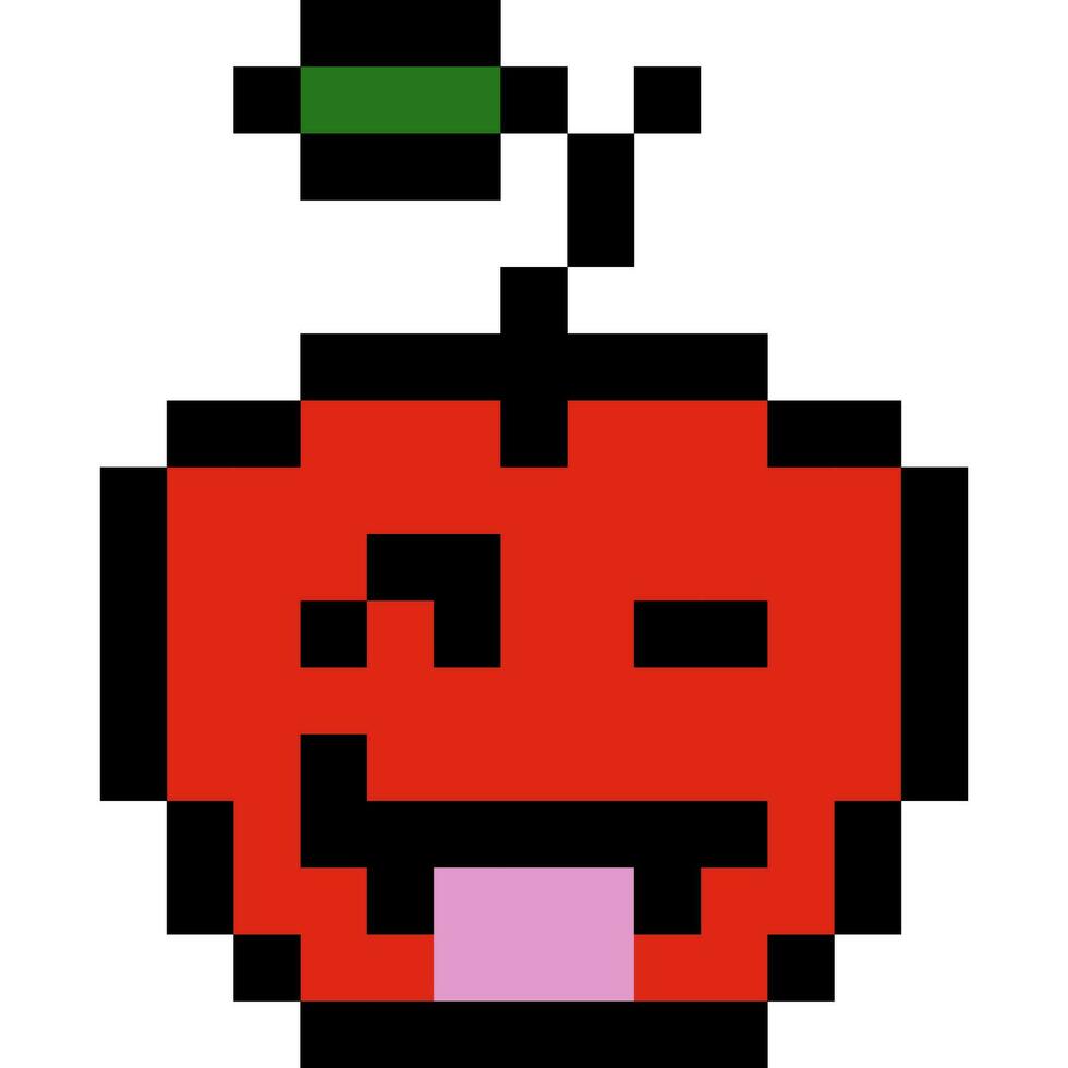 Cherry cartoon icon in pixel style vector