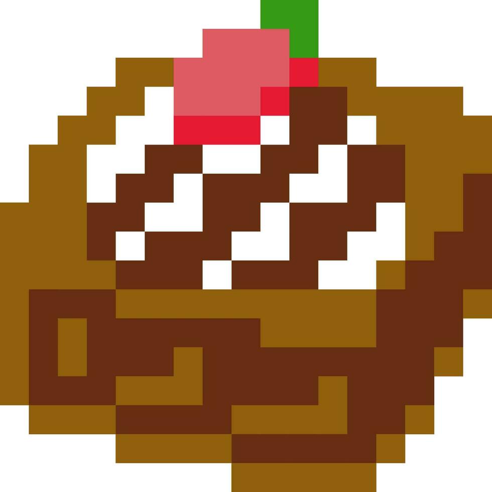 Cake cartoon icon in pixel style vector