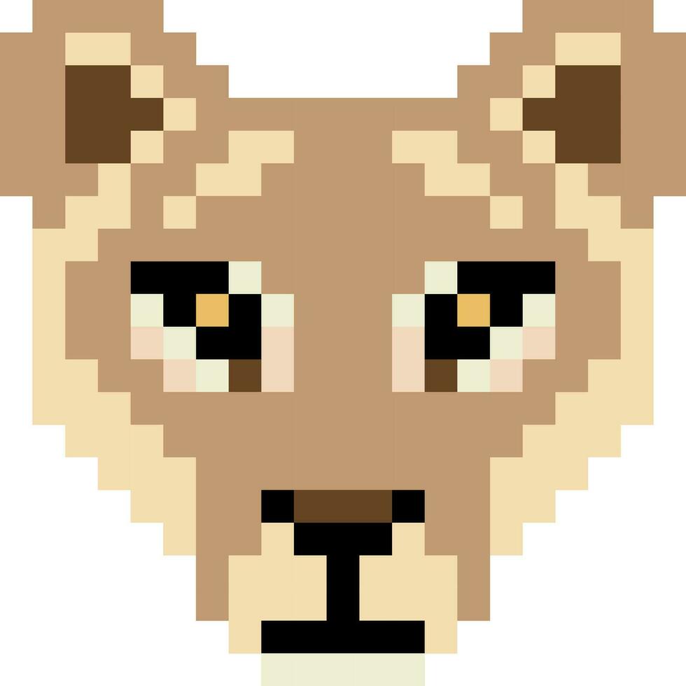 Lion cartoon icon in pixel style vector