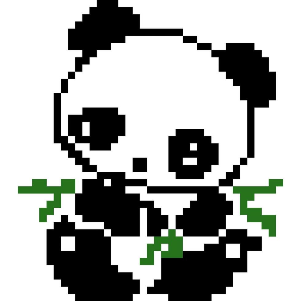 Panda cartoon icon in pixel style vector