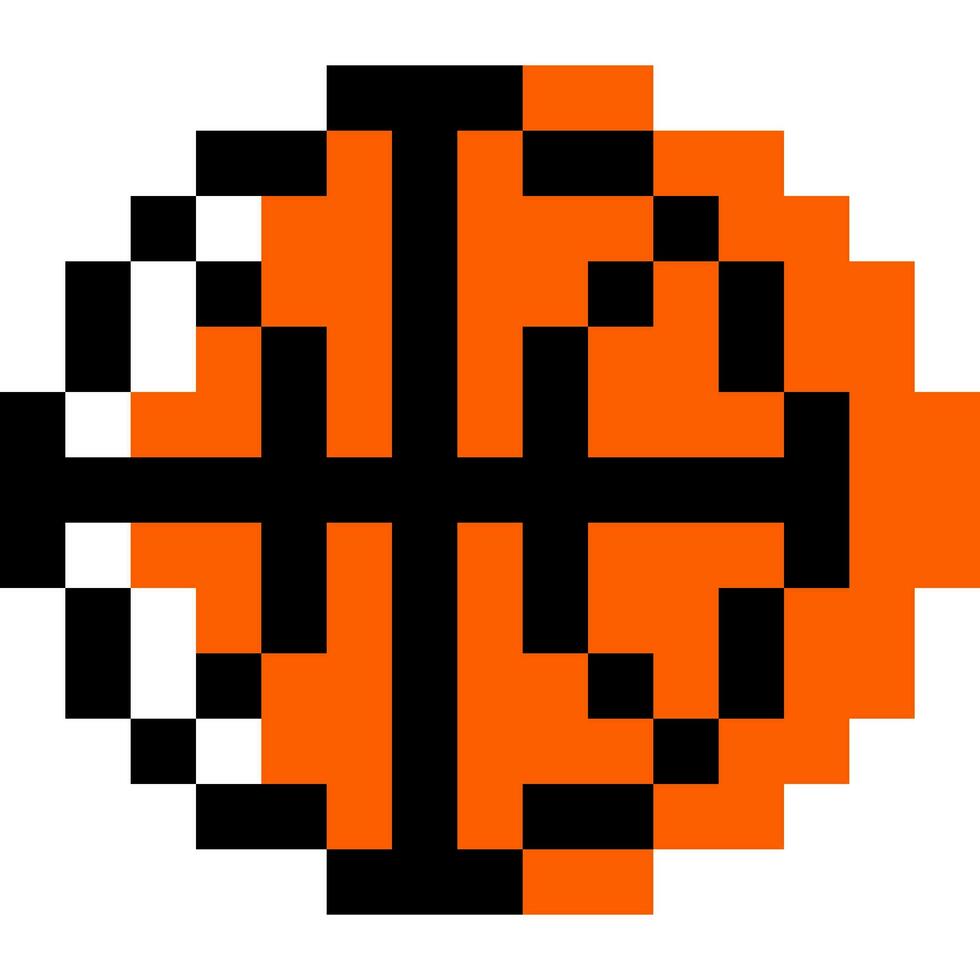 Basketball cartoon icon in pixel style vector