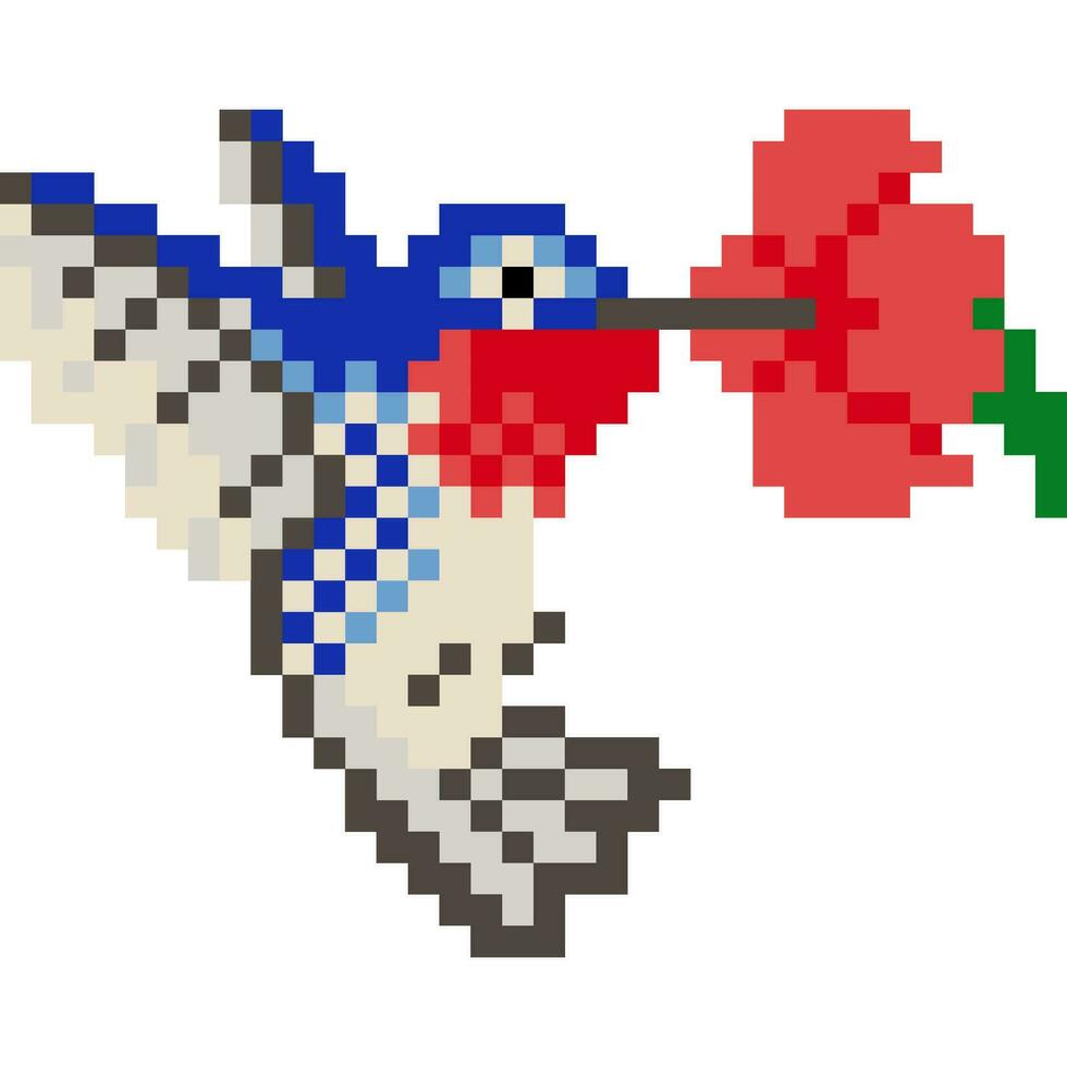 Bird cartoon icon in pixel style vector