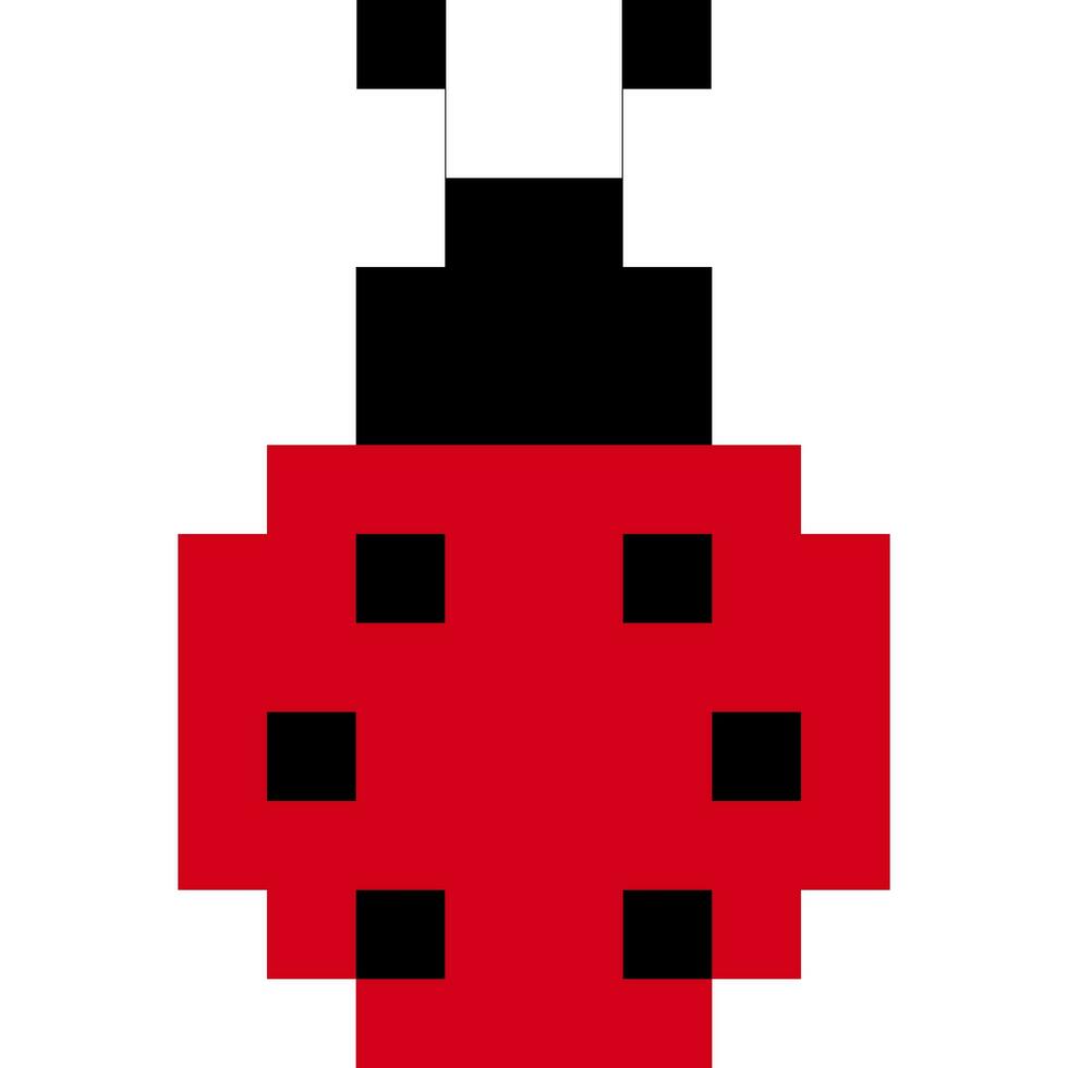 Ladybug cartoon icon in pixel style vector