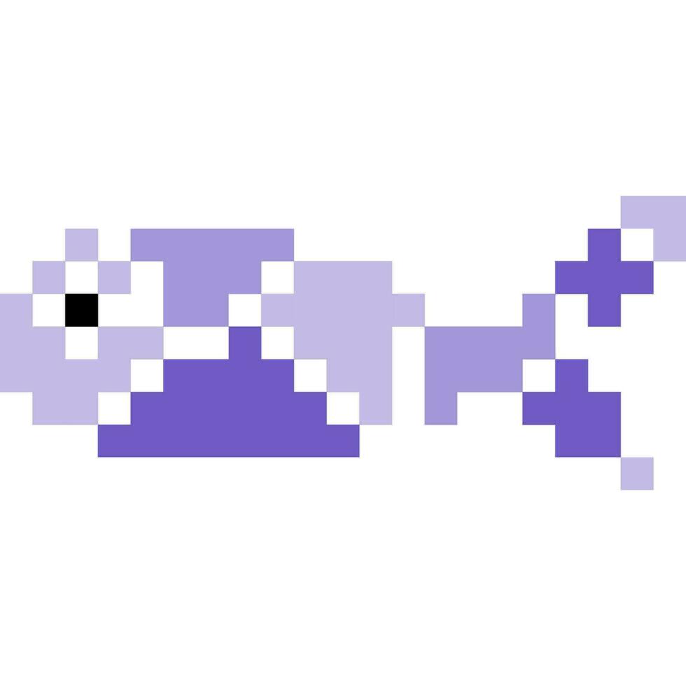 Fish cartoon icon in pixel style vector