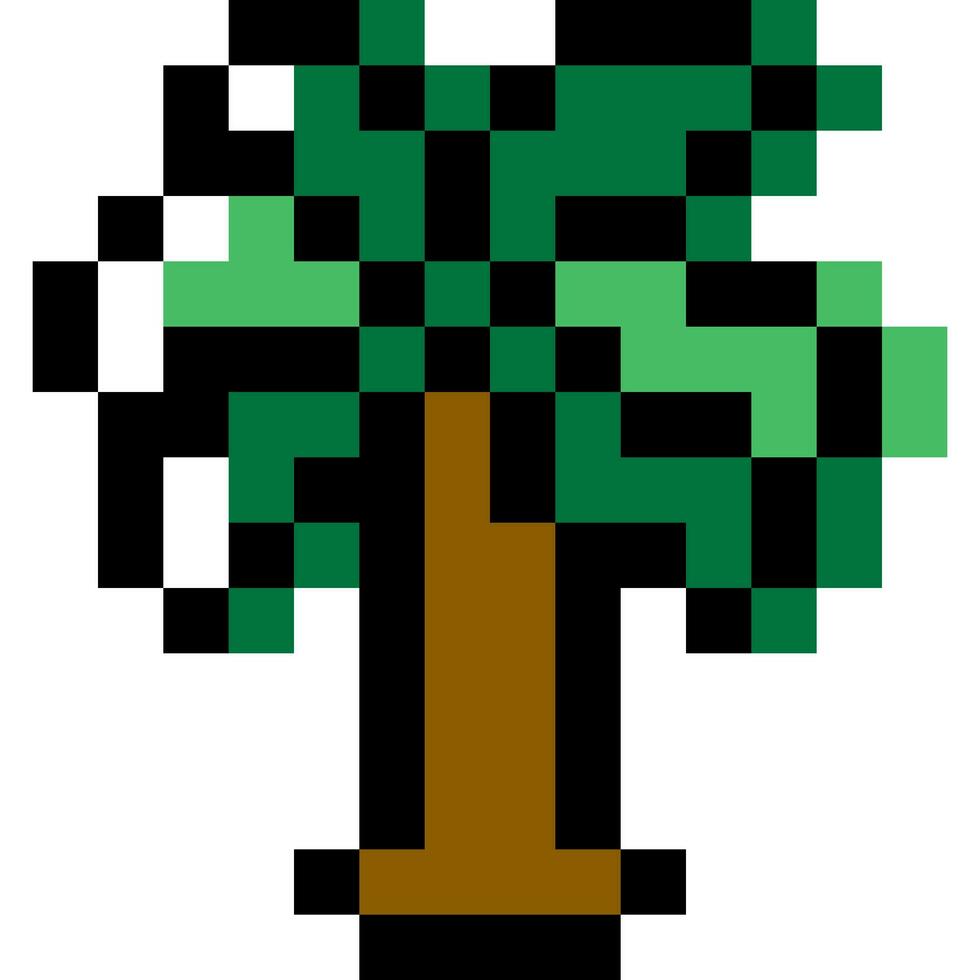 Tree cartoon icon in pixel style vector