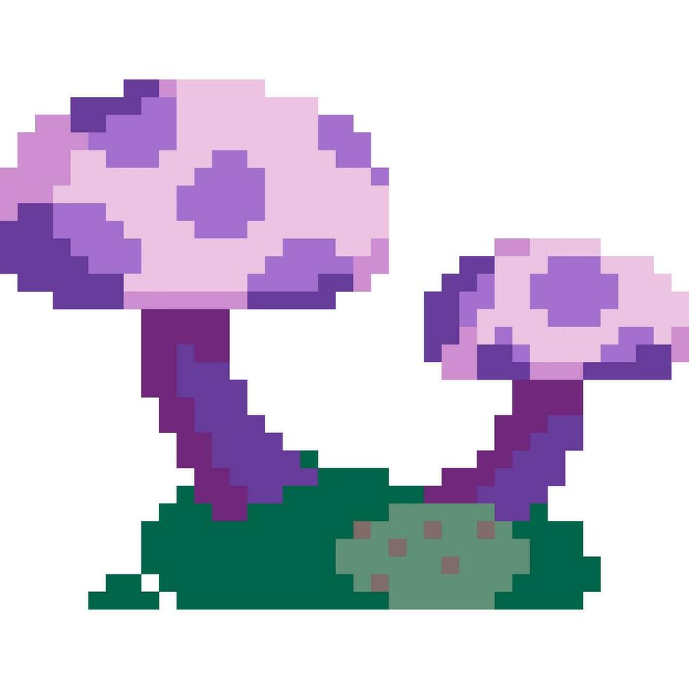 Mushroom cartoon icon in pixel style vector