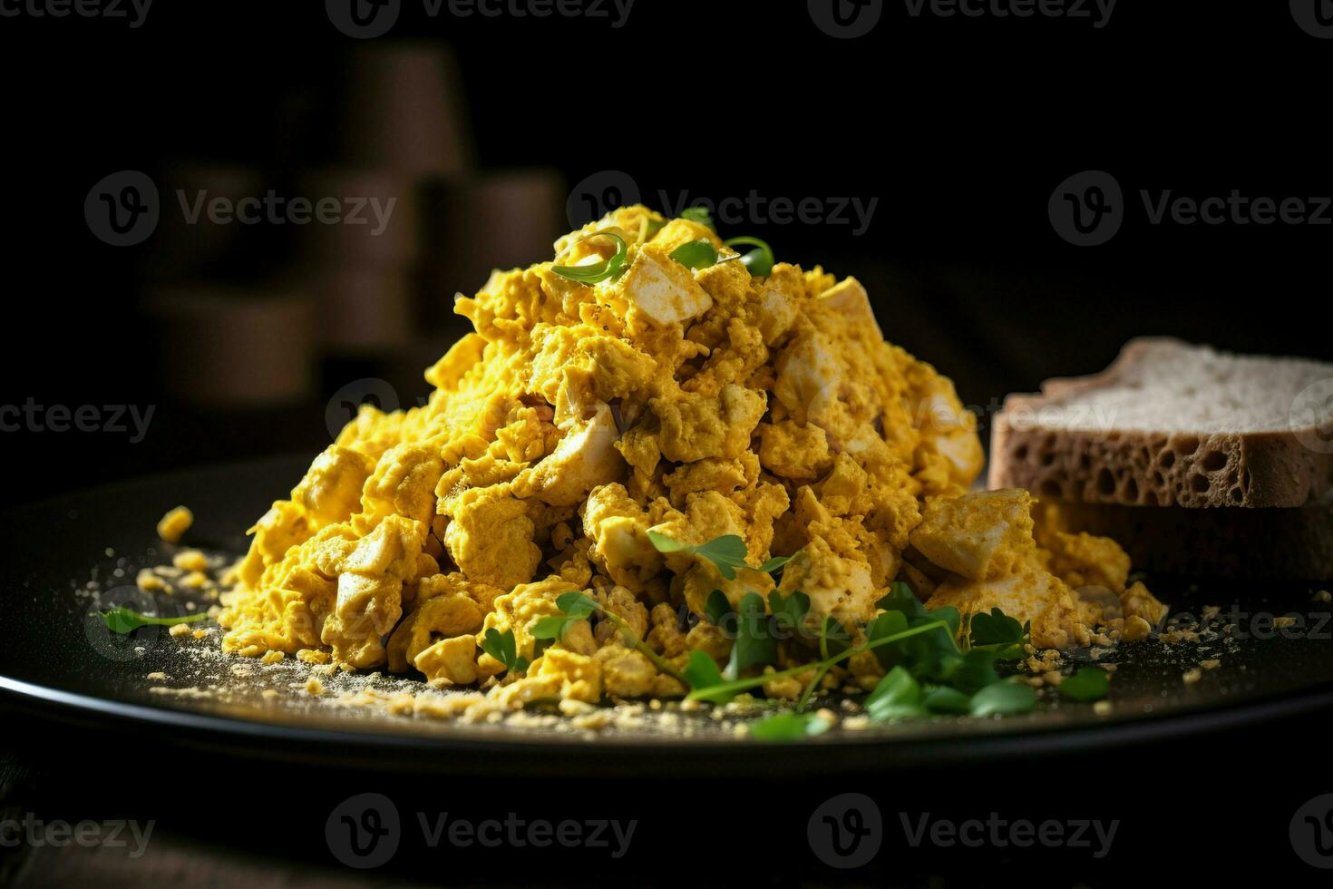 Tofu scramble plate egg meal. Generate Ai photo