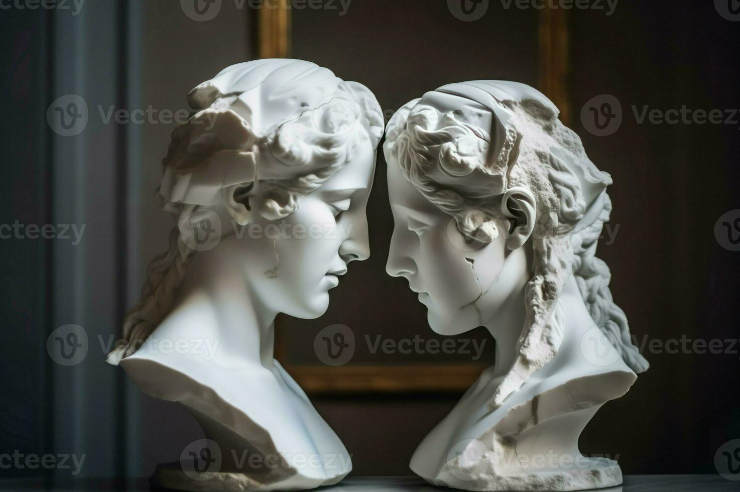 Human sculptures demonstration of depression state. Generate ai photo