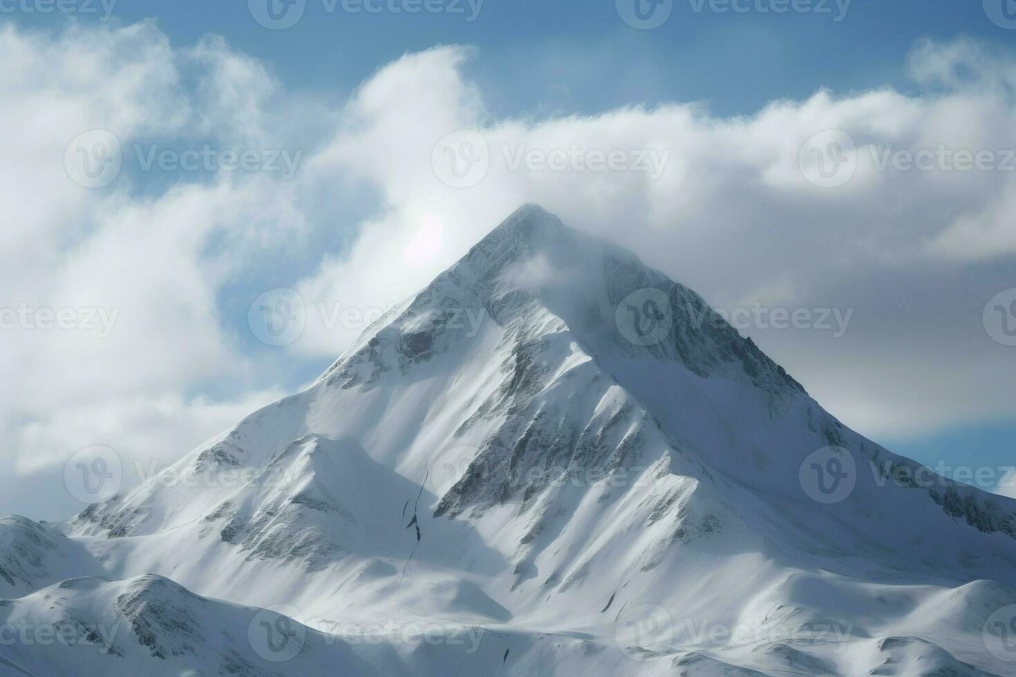 Large snow covered mountain top. Generate ai photo