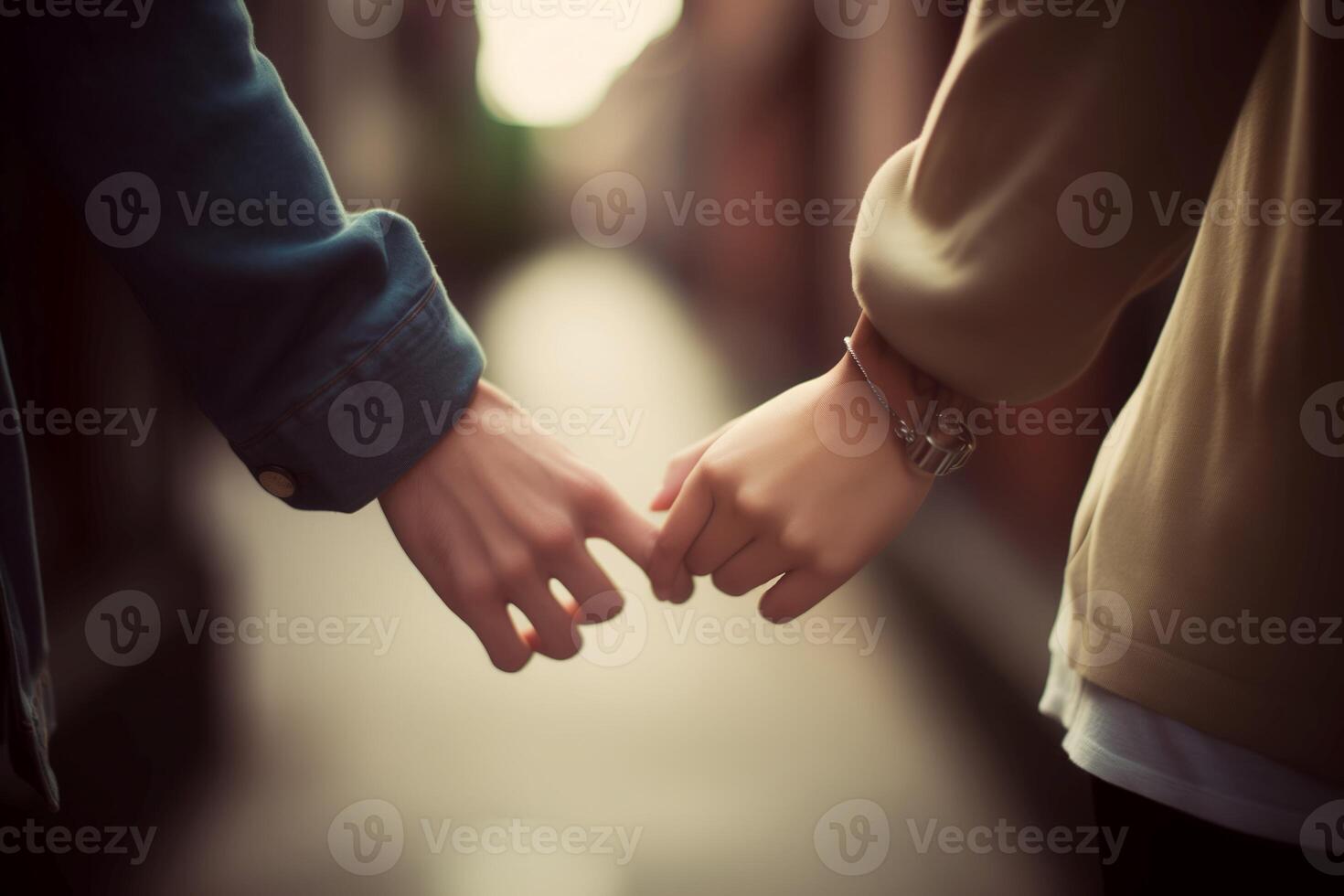 Couple walking with holding hands. Generate ai photo