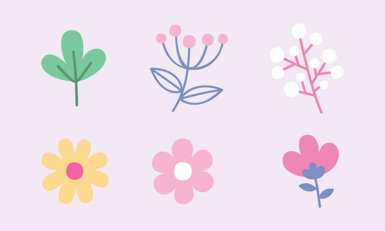 Vector hand drawn spring flower collection