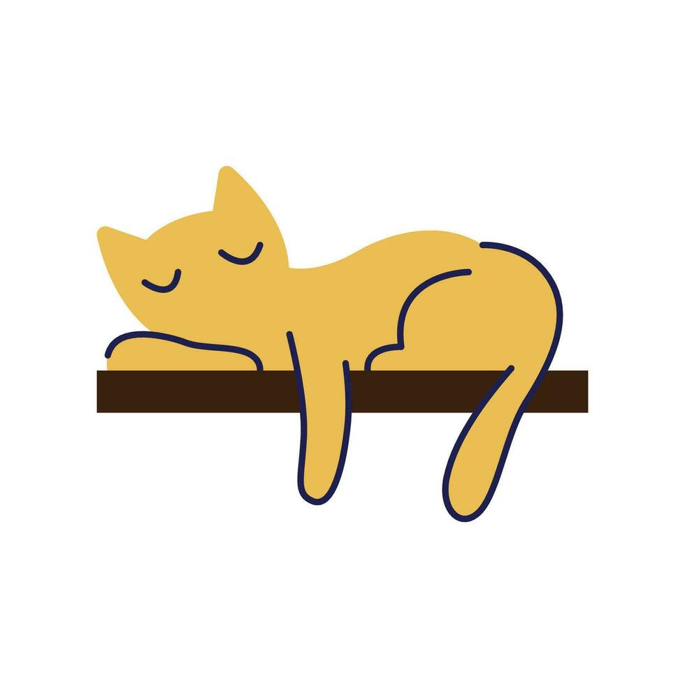 Vector fat sleepy cat. premium flat cartoon style