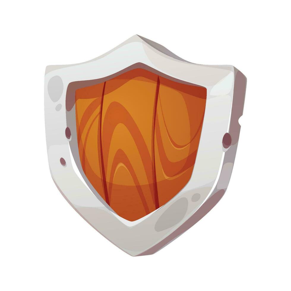Vector wooden shield with metal frame blank wood panel