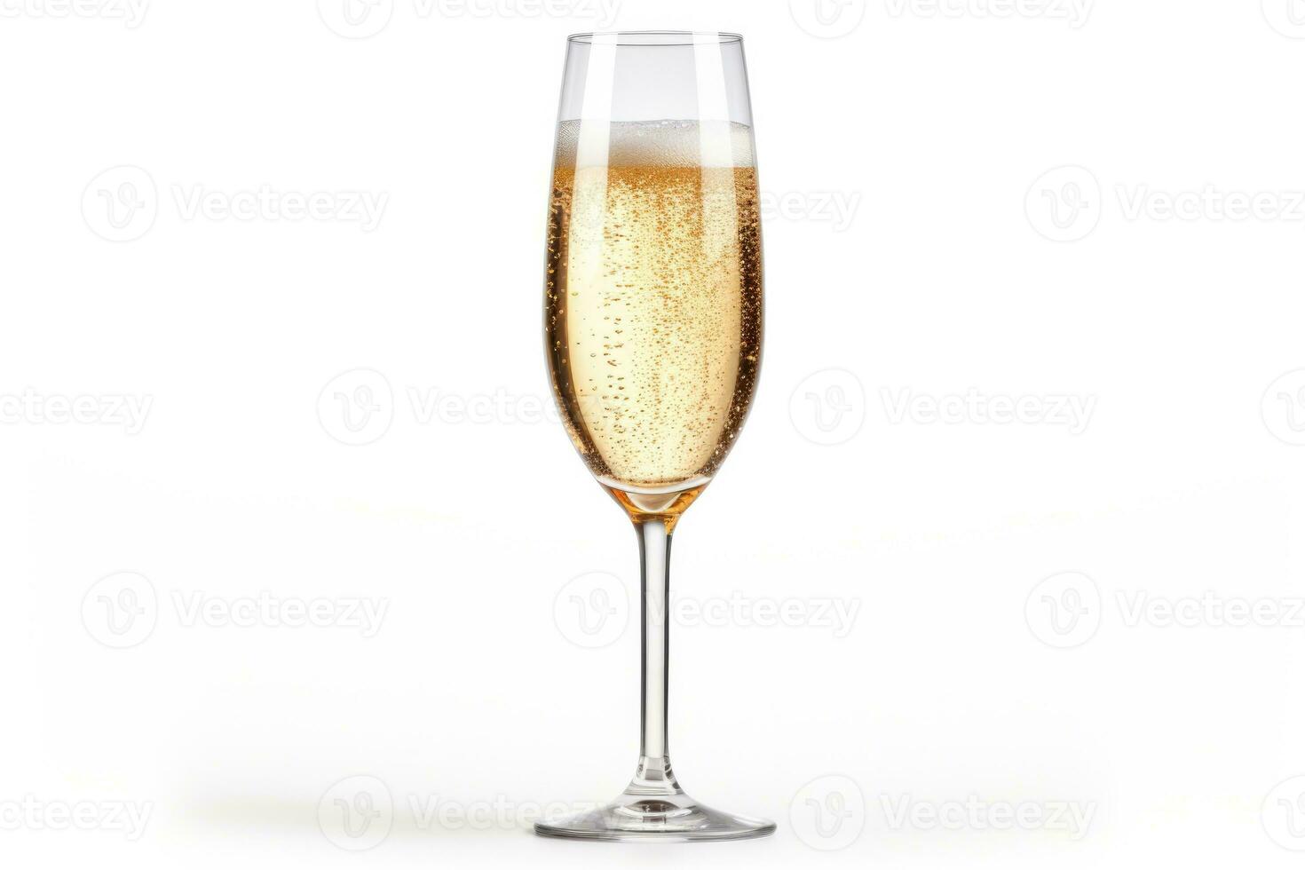 Frosty champagne flute toasting the New Year isolated on a white background photo