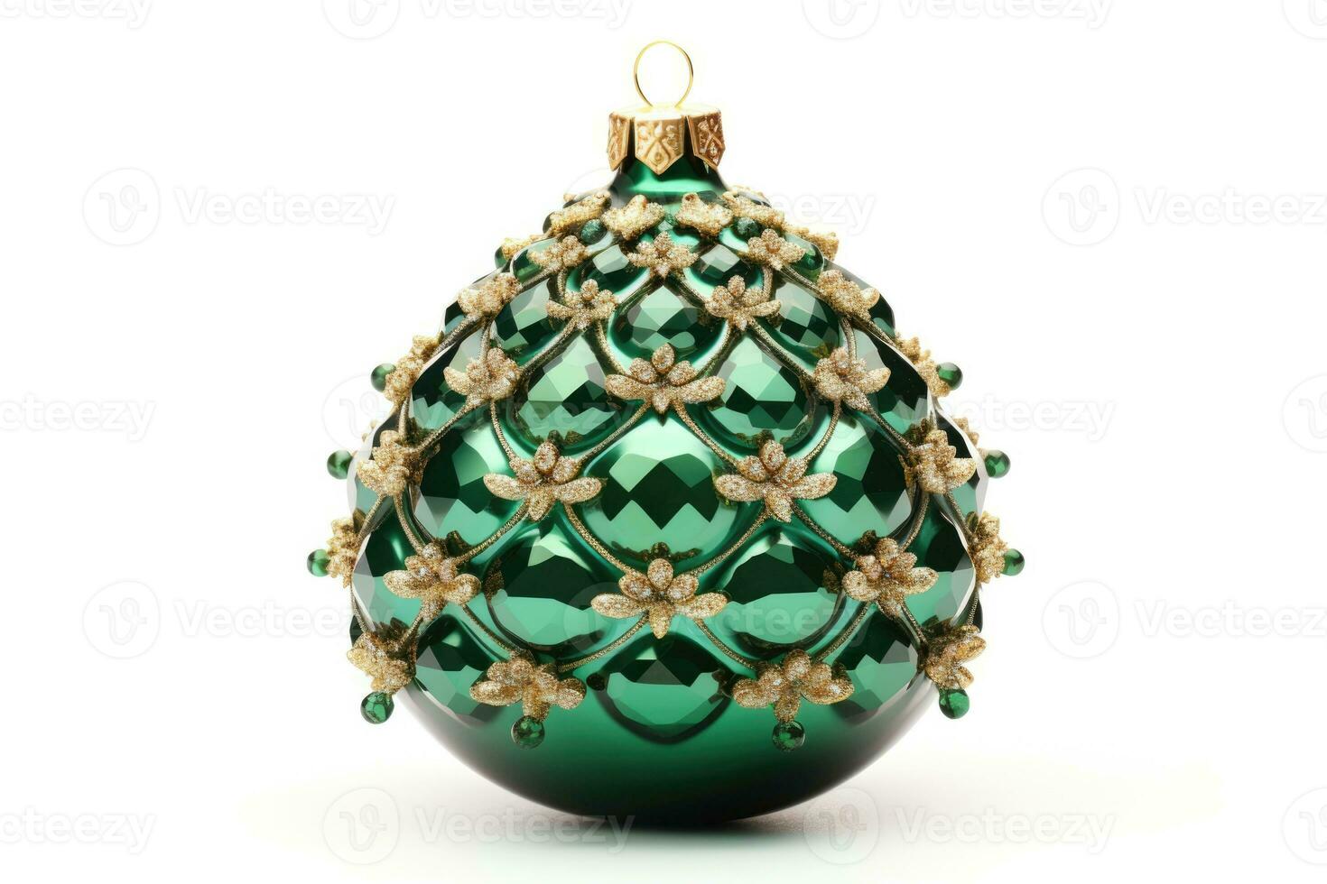 A sparkling Christmas tree ornament isolated on a white background photo