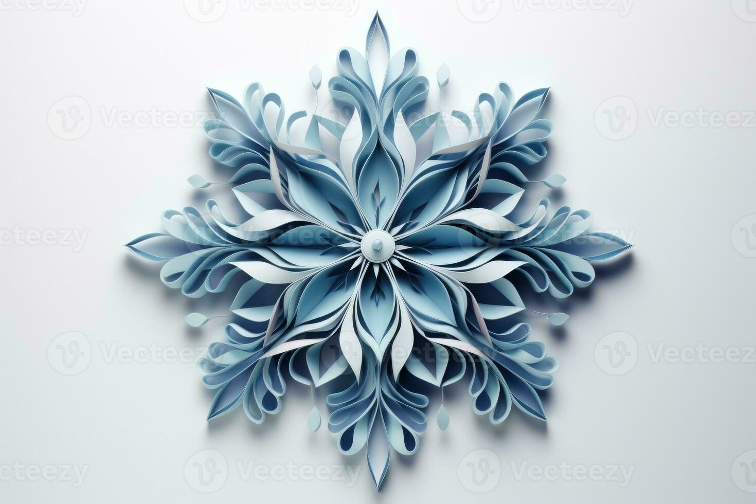 Delicate DIY paper snowflake symbolizing winter creativity isolated on a white background photo