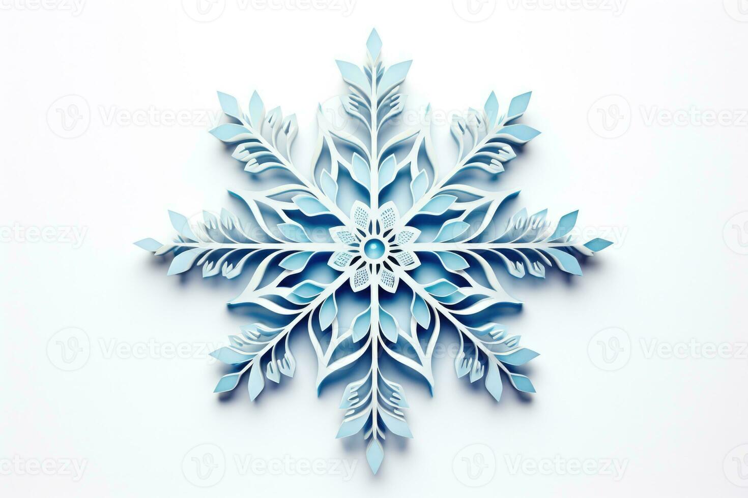 Delicate DIY paper snowflake symbolizing winter creativity isolated on a white background photo