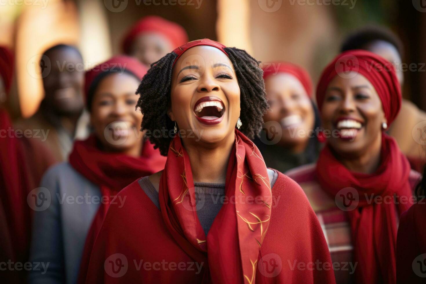 Joyful choir delivering heartfelt carols capturing the essence of Christmas spirit photo